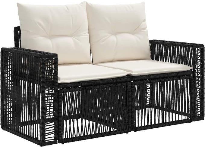 vidaXL - Tuin - Sofa - 2-Aantal - zitplaatsen - Zwart - poly - rattan