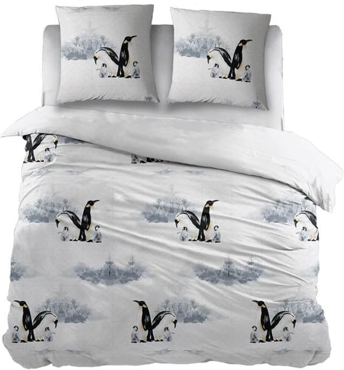 Snoozing Delores - Flanel - Dekbedovertrek - Lits-jumeaux - 260x200/220 cm - Wit