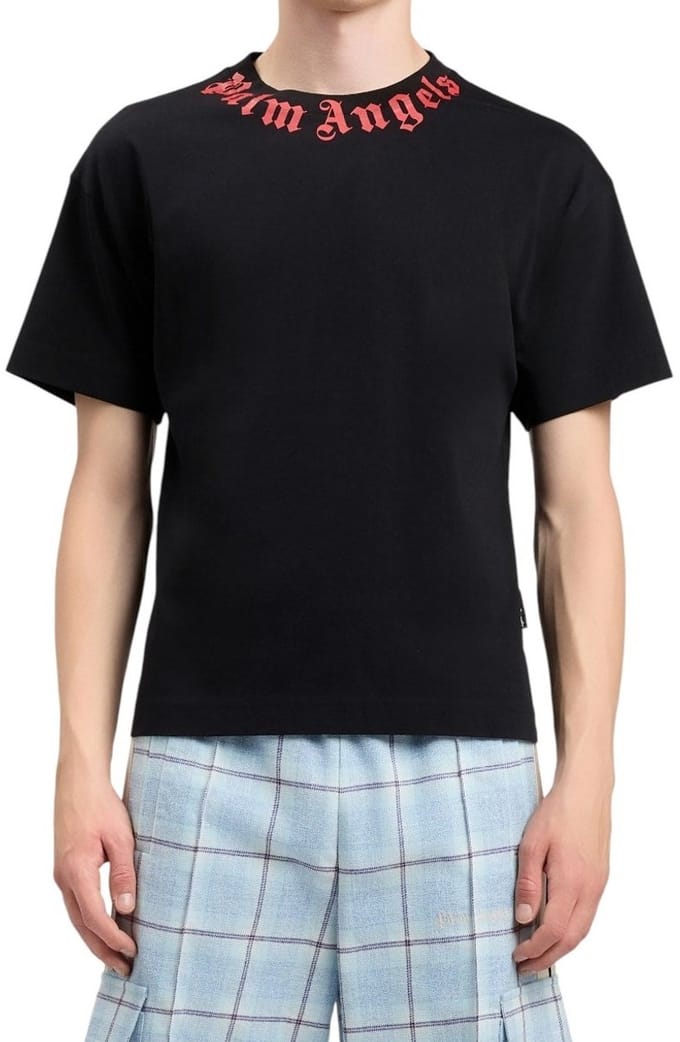 Palm Angels Heren T-shirt Zwart PMAA109S26JER008/1025 Neck Logo Regular