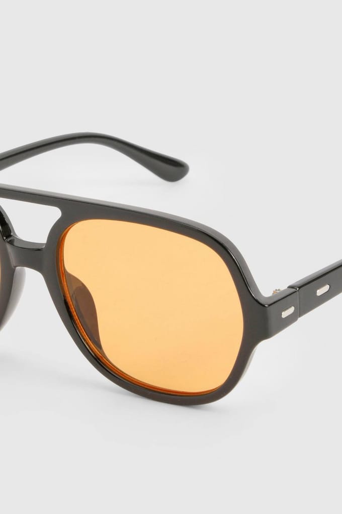 boohoo Dames Dikke Montuur Aviator Zonnebrillen | Black