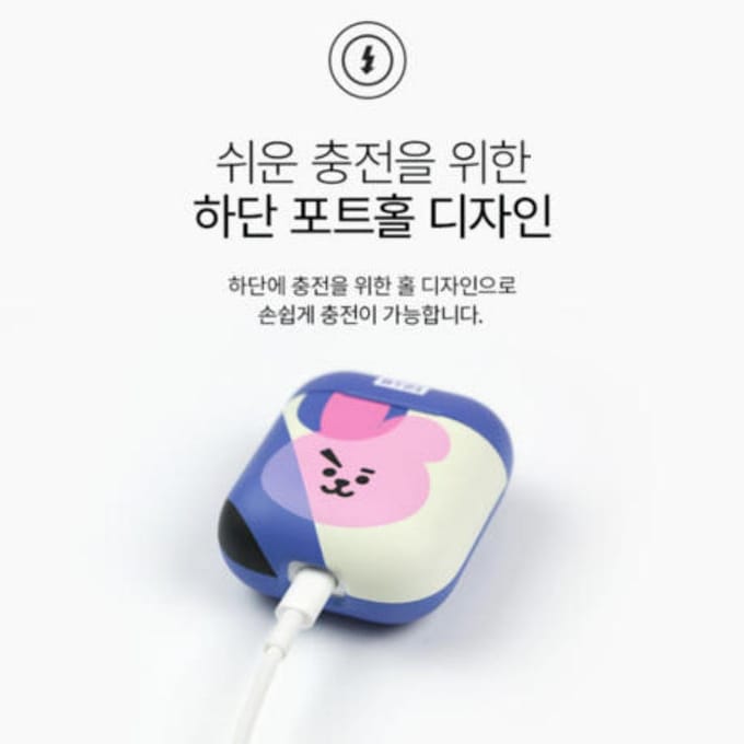 Étui Rigide BT21 pour Airpods (MANG), BTS, K-POP, Idol pink