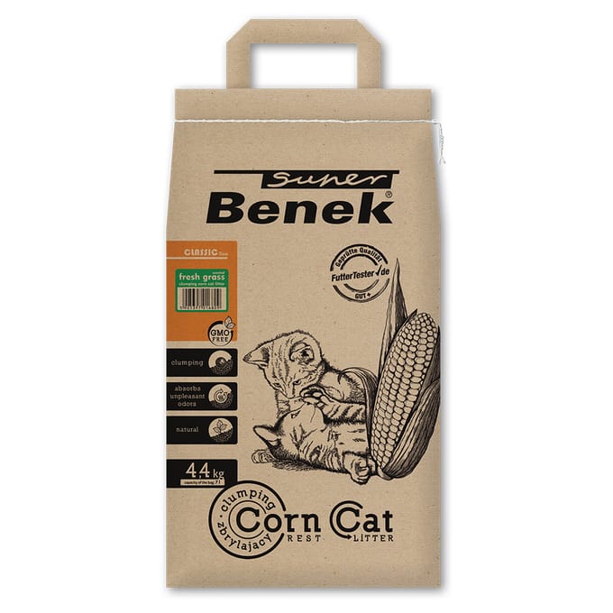 7 l (ca. 4,4 kg) Super Benek Corn Cat Vers Gras - Kattenbakvulling