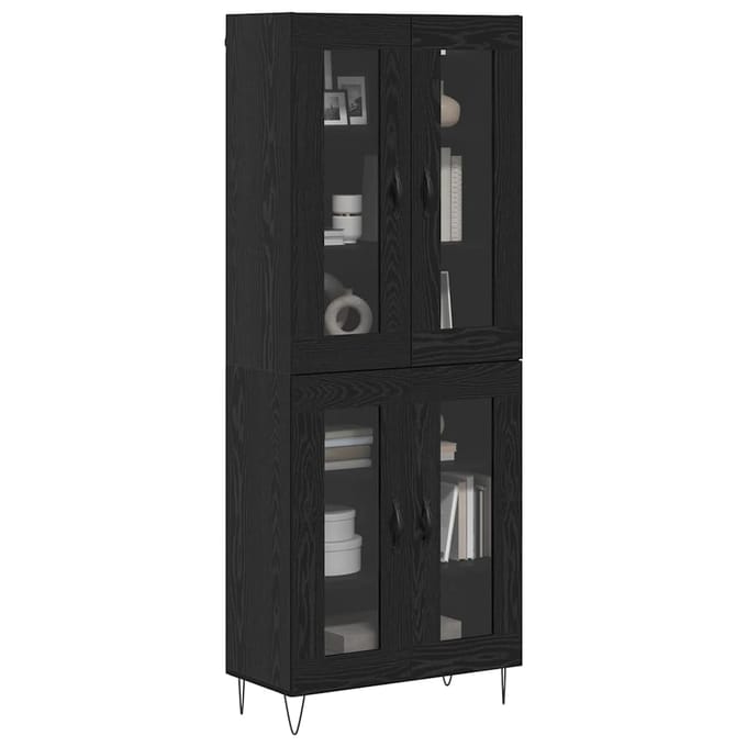 vidaXL - Highboard - Zwart - Eiken - 69,5 - x - 34 - x - 90 - cm - Bewerkt - hout
