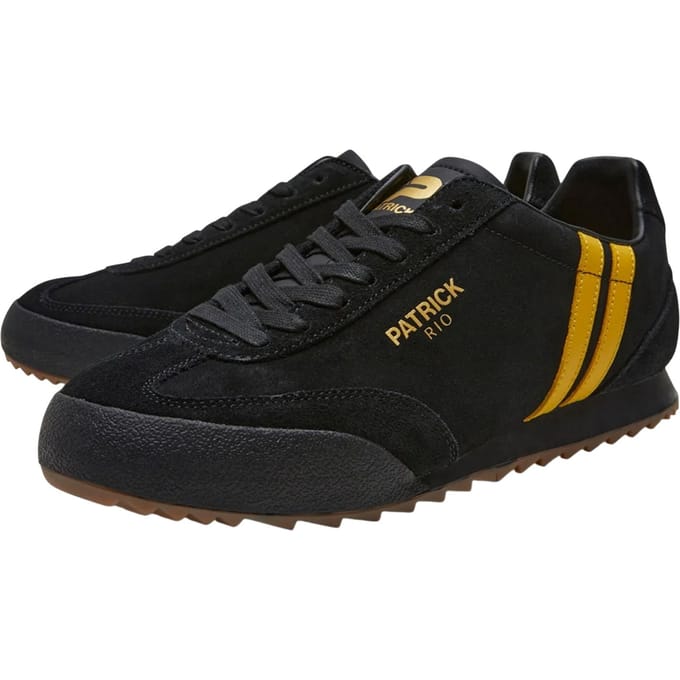 Patrick Mens Rio Suede Trainers 9 UK noir/jaune