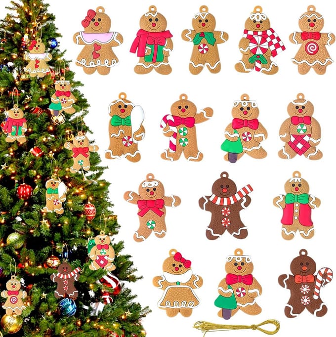 Dailygoods - 15 Stuks Kerst Peperkoek Man Ornamenten - Versiering voor de Kerstboom
