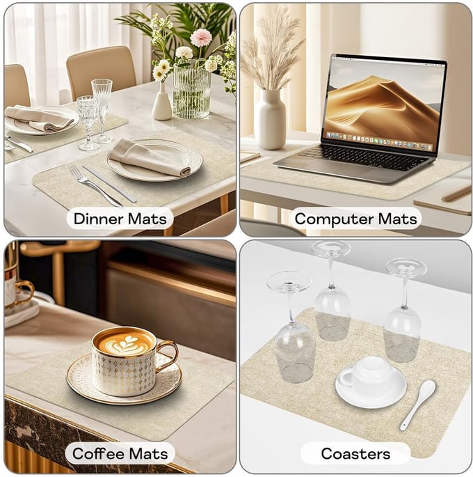 Kunstleren placemats - waterbestendig - set van 6 - 40x30 cm