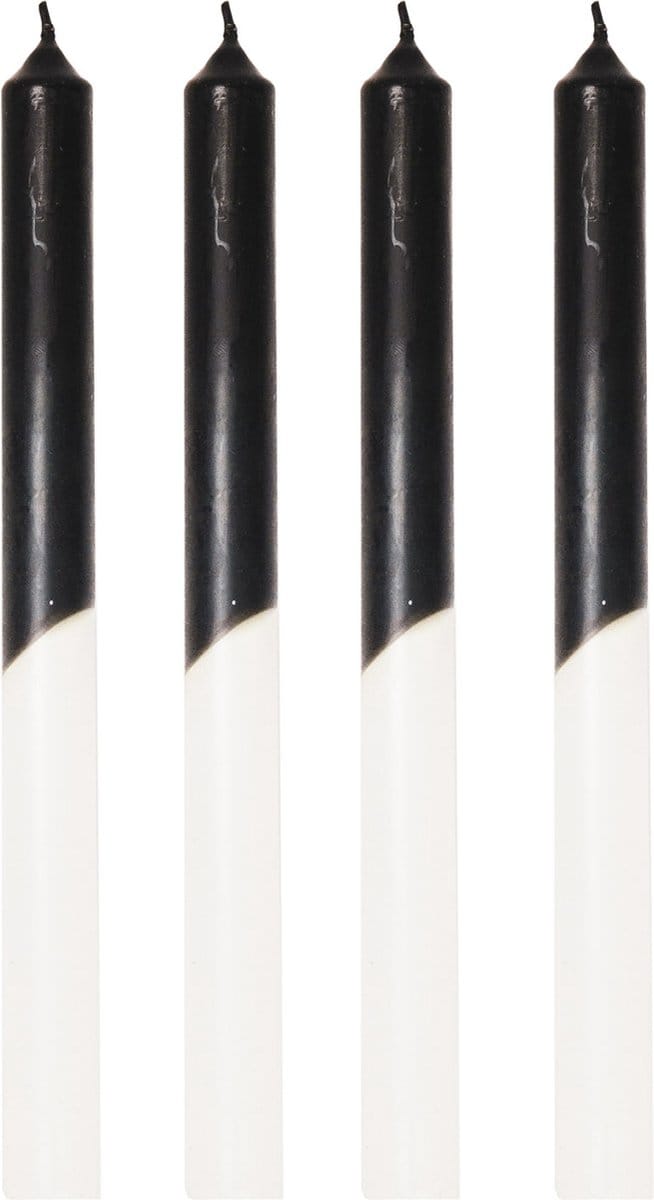 Housevitamin Kaars - Dipdye Wax Zwart/ Wit - 25,8x9,5x2,5cm - Set van 4