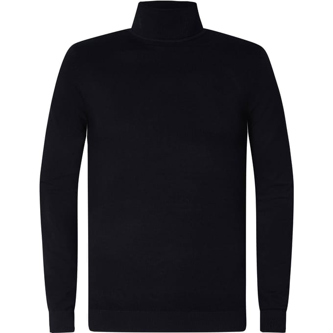 Petrol Industries Heren Coltrui - Ribgebreide Trui - Essentials Collection - Pullover - Truien - Zwart - Maat S