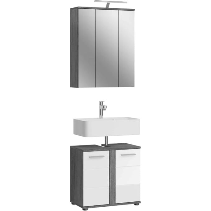Blake badkamercombinatie wit hoogglans MDF TZ rookzilver NB - 34x64x191cm