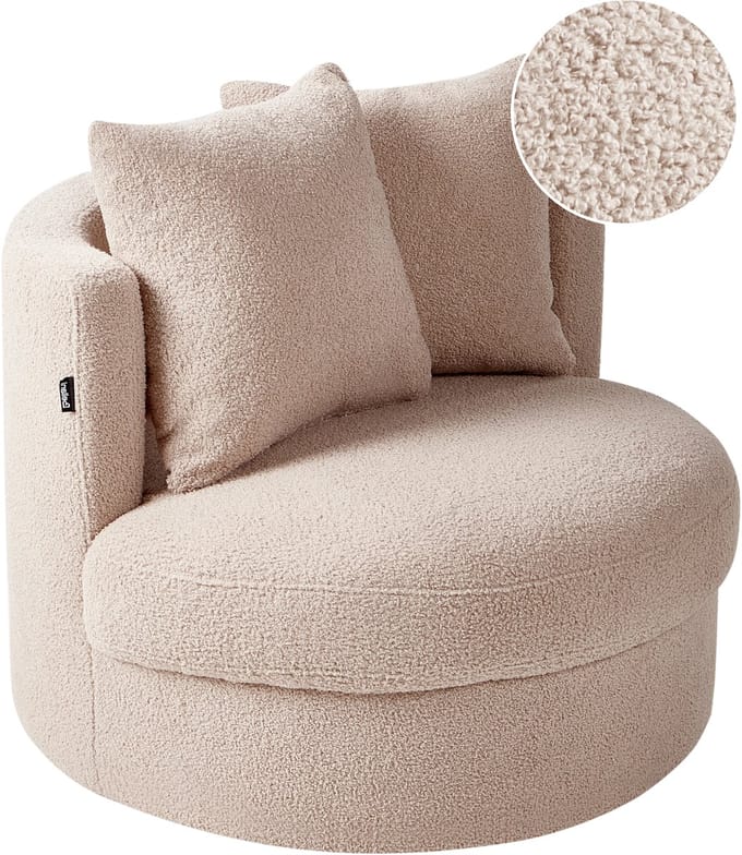 DALBY - Fauteuil - Beige - Bouclé