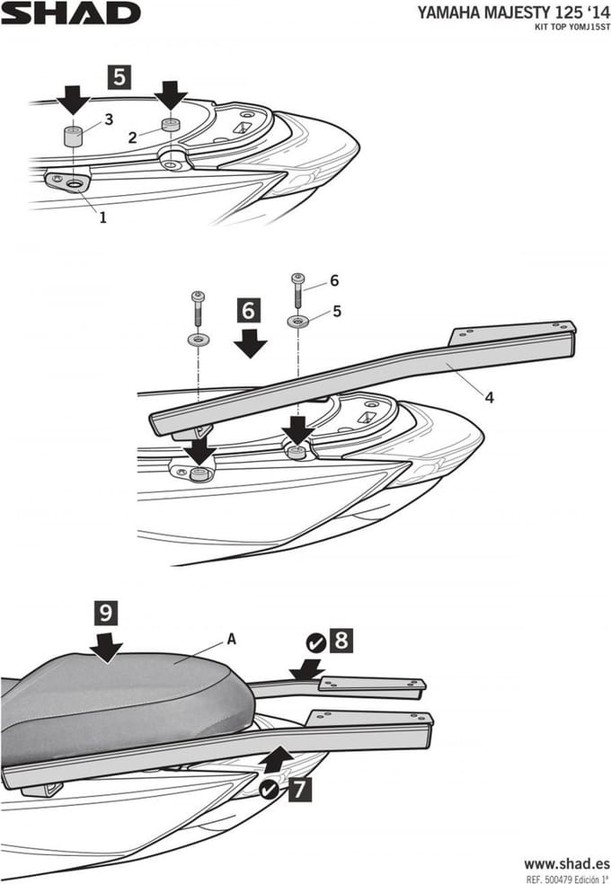 Support de top case Shad TOP MASTER pour scooter Yamaha SMAX 155 Y0MJ15ST Neuf