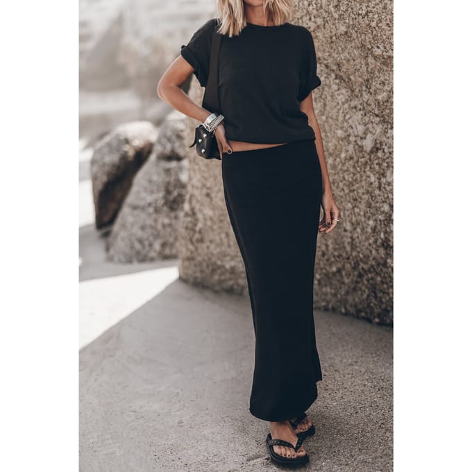 Mikuta The Black Long Lyocell Skirt Größe: M | Maxiröcke Outlet | Damen | Schwarz