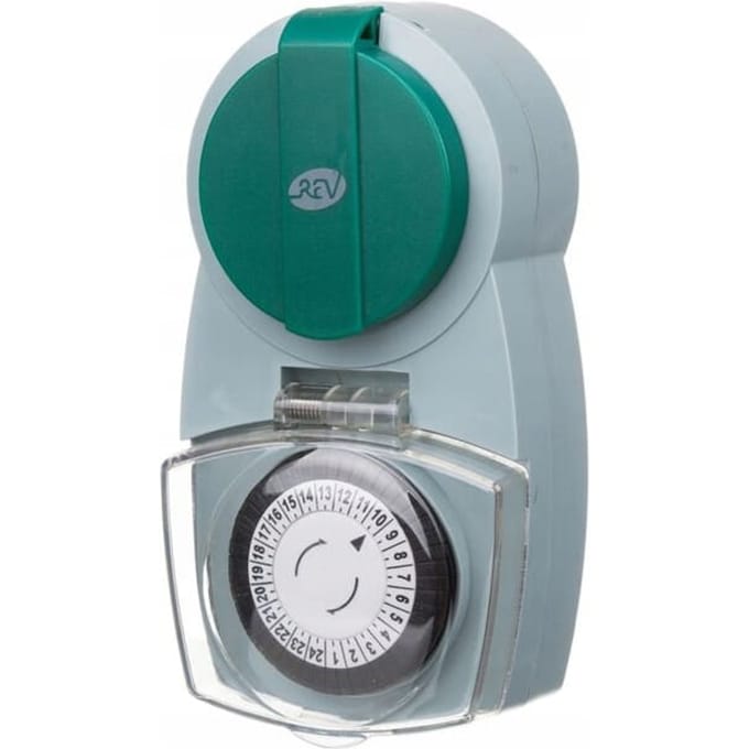 Duwi - Mechanische Tijdschakelaar Buiten - IP44 Spatwaterdicht - 24 Uur - 3600W - Groen/Grijs