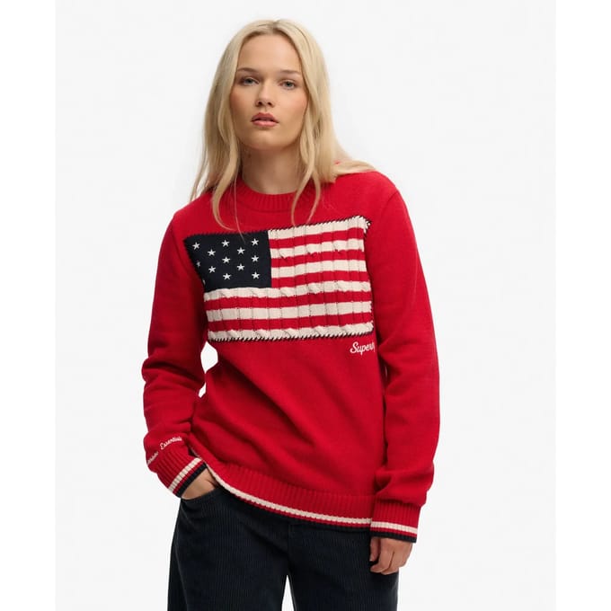 Superdry - Athletic Essentials Americana Flag Crewneck Trui - Dames - Sweaters
