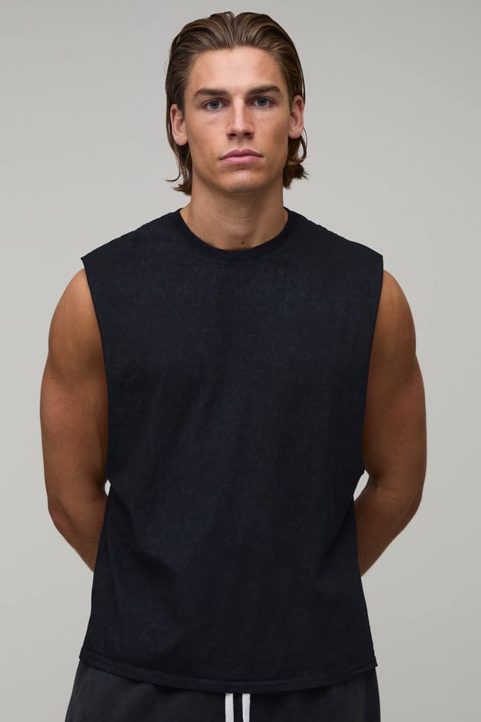 Zwart Regular Spray Wash Tanktop | Black | Size Medium