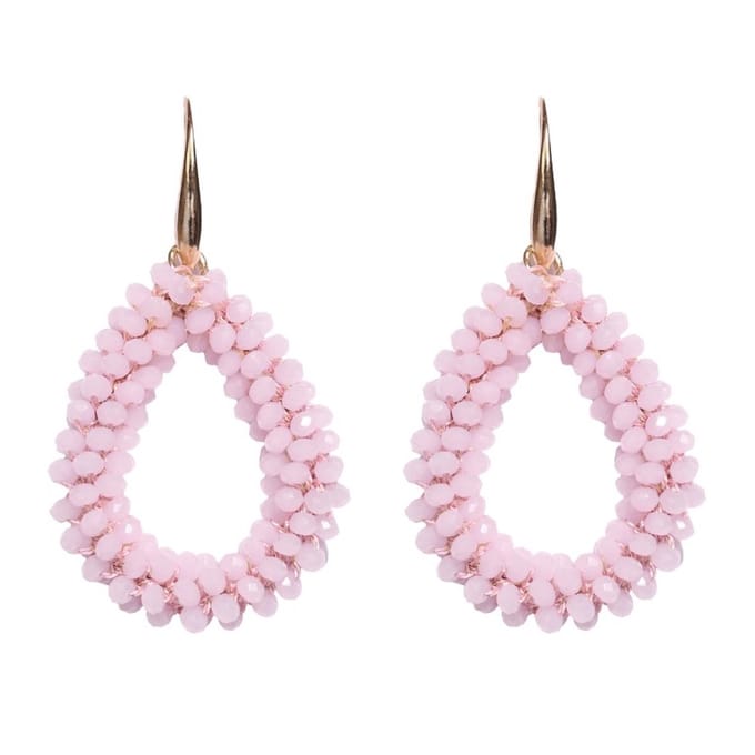 Lajetti - Druppel Oorbel Roze - Dames Oorbellen - Beaded Earrings