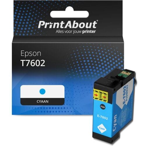 PrintAbout Inktcartridge T7602 Cyaan geschikt voor Epson