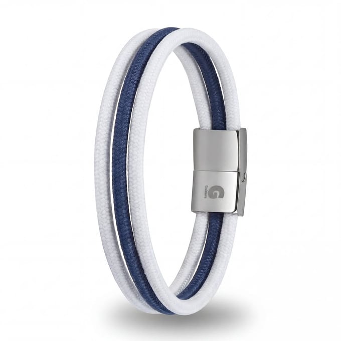 Armband Dames Stof Textiel Nylon Navy Wit 22,5cm Galeara Design ZEUS