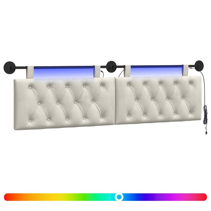 vidaXL Hangend hoofdbord Crèmekleurig Fluweel
