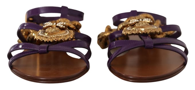 Dolce & Gabbana Dames Paarse Lederen Devotie Sandalen