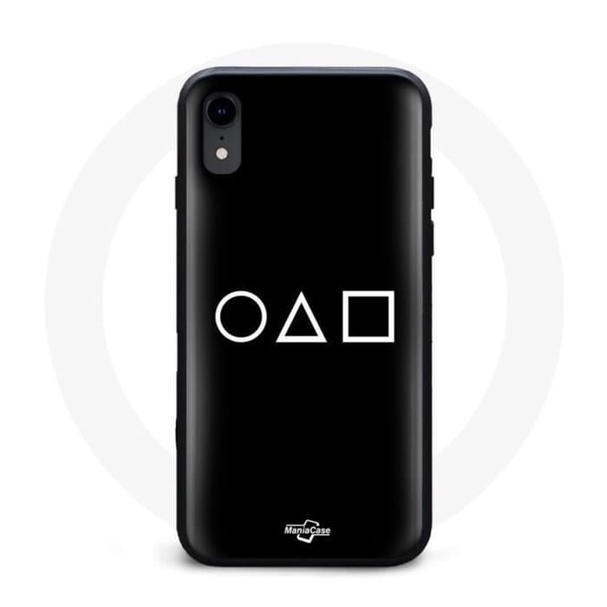 Coque Iphone XS Squid Game square logo noir