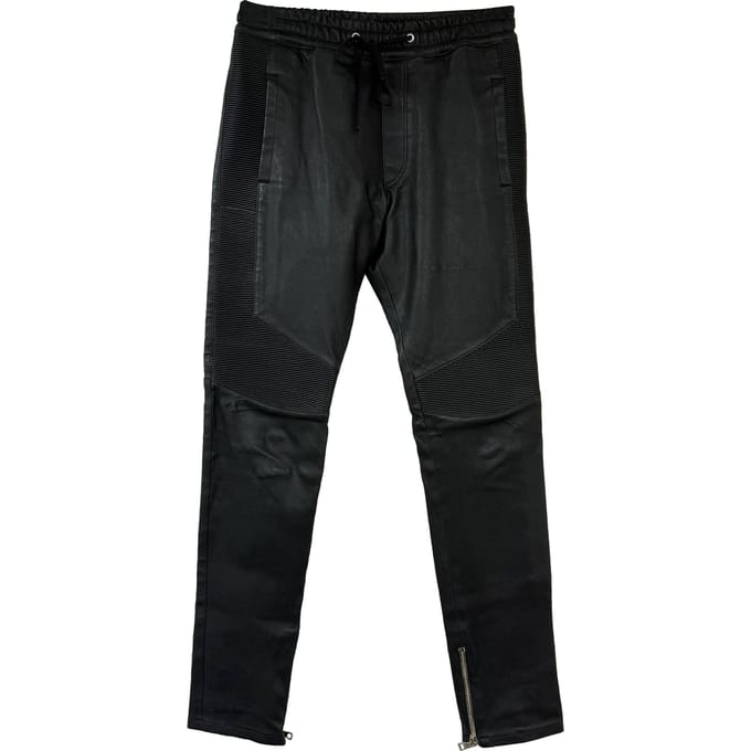 Balmain broek met trekkoord in zwart leer