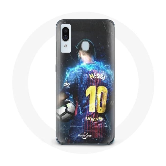 Coque maniacase pour Samsung Galaxy A20 Lionel Messi Club de football de Barcelone FCB zwart