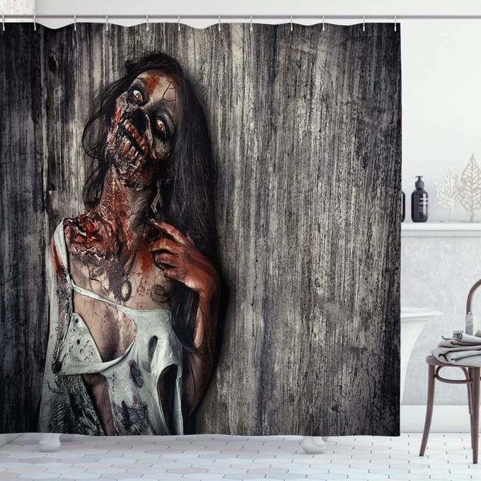 ABAKUHAUS Zombie douchegordijn – 175×200 cm – 100% polyester – waterafstotend
