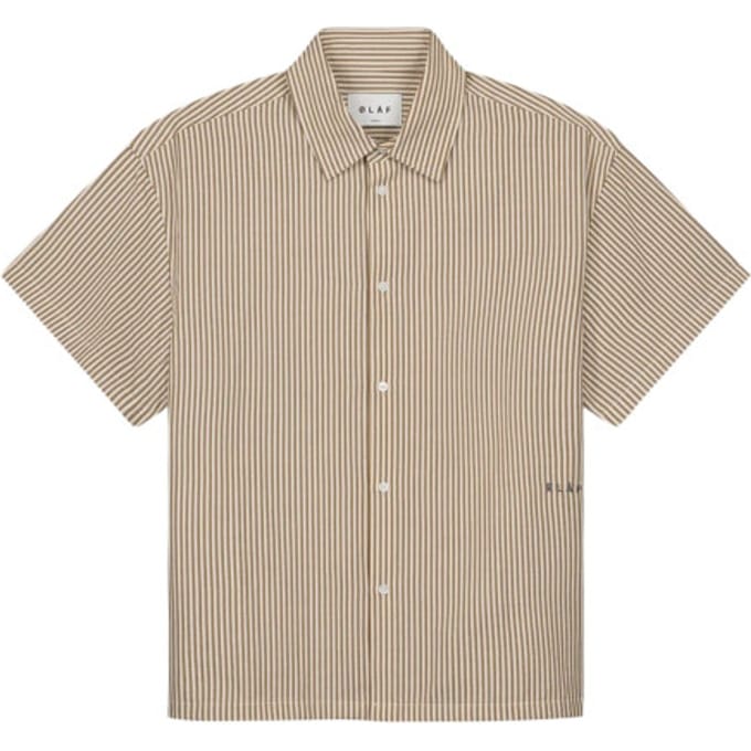 ØlÅf Boxy Seersucker Stripe Shirt Ss Korte Mouw Overhemden Camel M200303