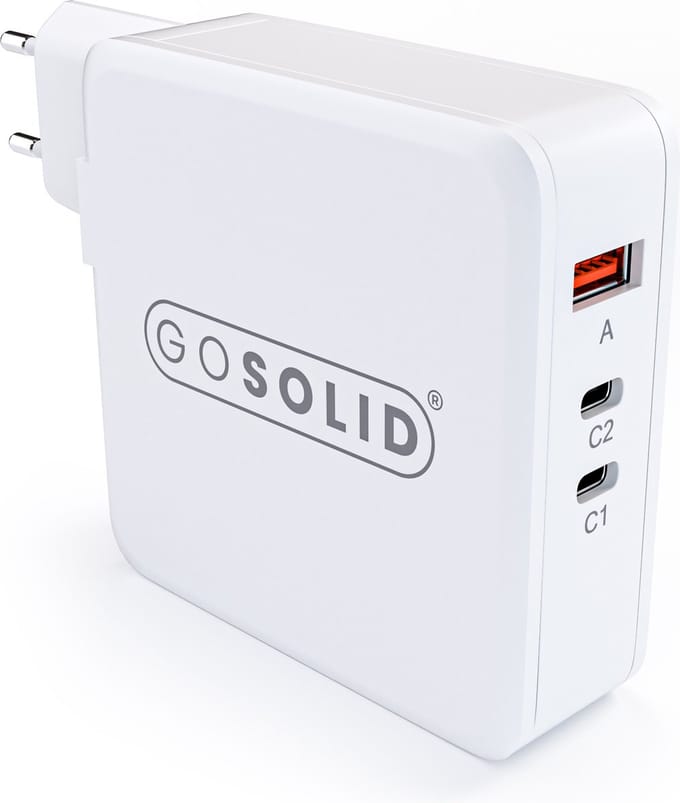 GO SOLID! ® - 3-Poort USB Adapter 100W (USB A + USB C + USB C)