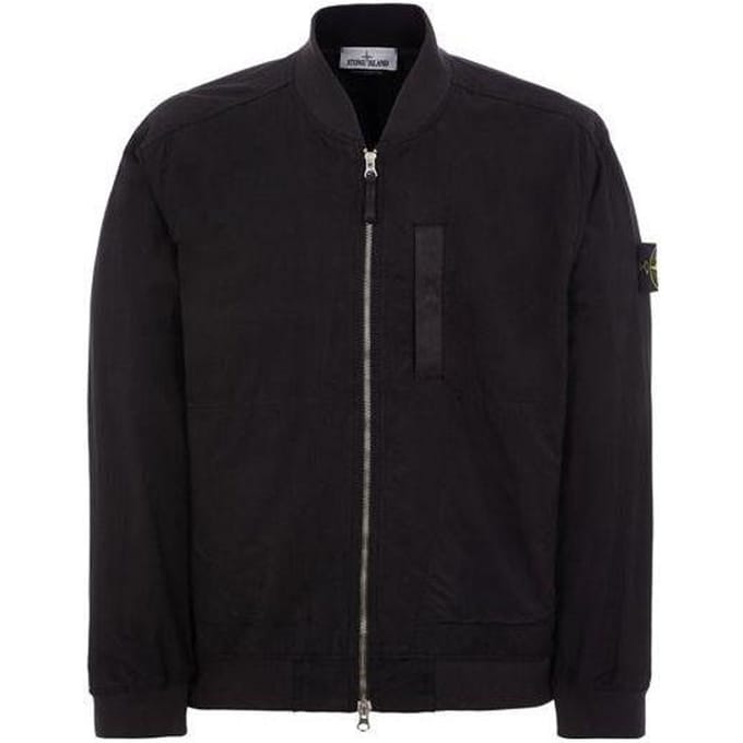Stone Island Logo Patch Ritssluiting Bomberjack Zwart Heren Bovenkleding 781542629-V0029 S black