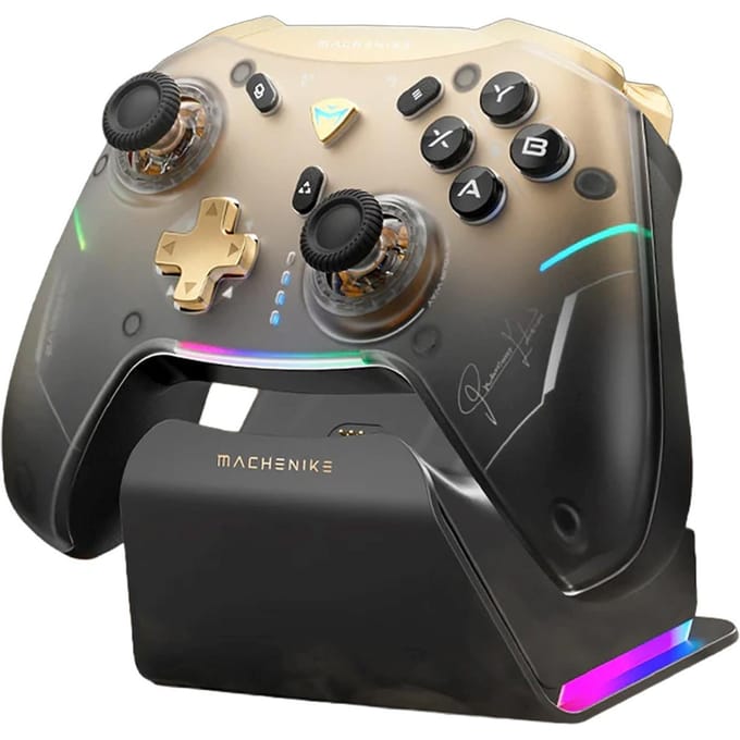 Machenike G5Pro Premium Edition Wireless Game Controller with Charging Station - Black & Gold - Wireless Controller