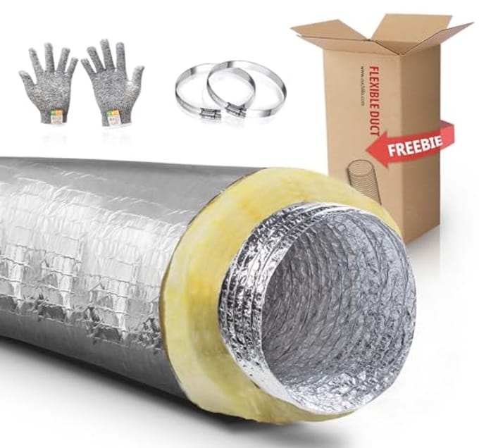 Geïsoleerde flexibele buis 150 mm x 7,62 m - efficiente HVAC-ventilatie met geluidsreductie