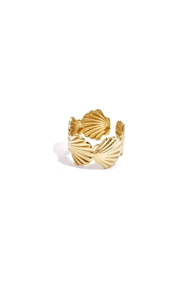 Chunky ring met schelpen - zilveren kleur