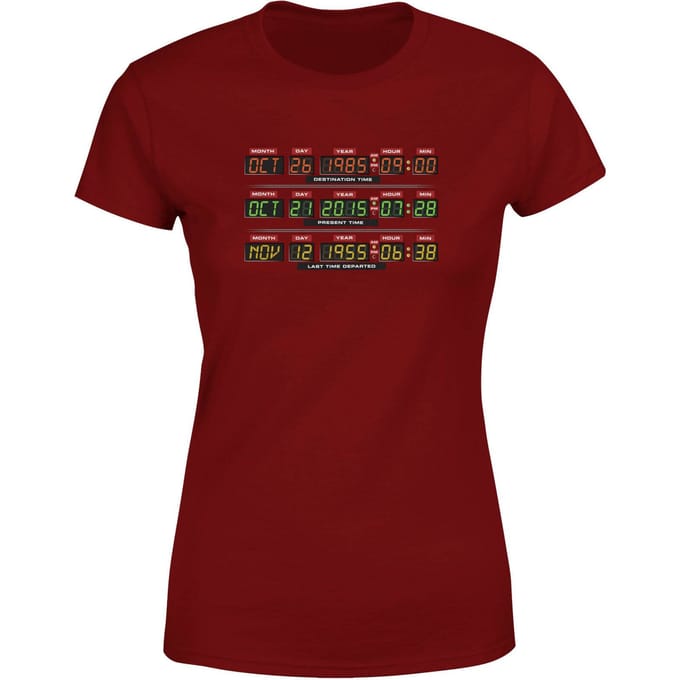 Back To The Future Destination Clock Women's T-Shirt - Burgundy - S