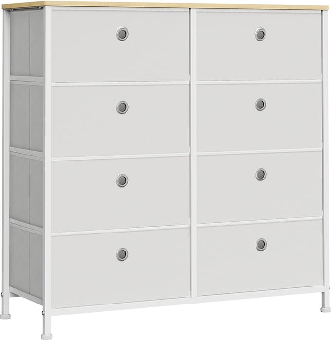 MAZAZU - Commode - Opbergkast - 8 stoffen laden - Creme wit - 80x30x81.5