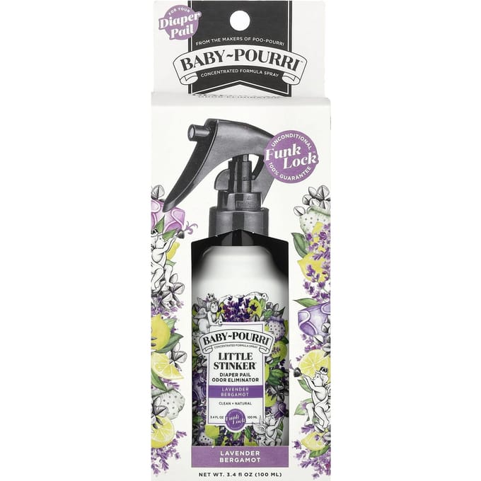 Poo-Pourri, Baby-Pourri™, Little Stinker™, Emmergeurverwijderaar, Lavendel Bergamot, 3,4 fl oz (100 ml) gray
