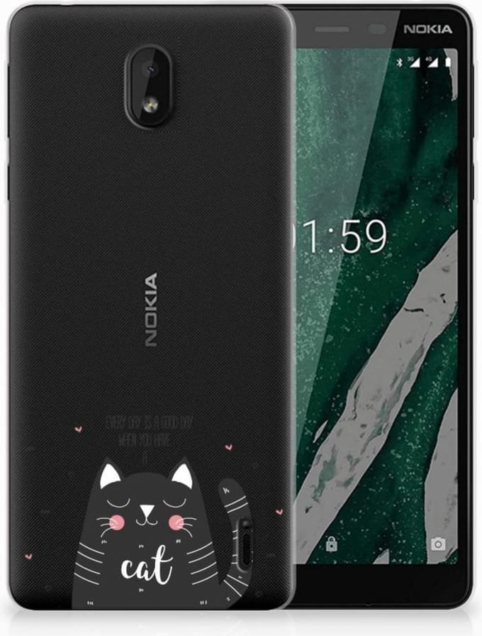 Nokia 1 Plus Telefoonhoesje met Naam Cat Good Day