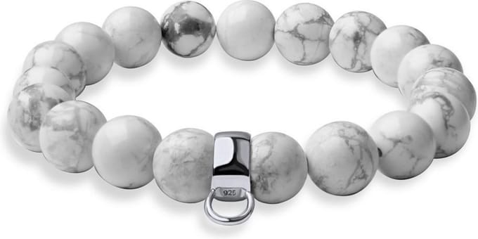 Quiges - Charm Bedel Armband met Stenen Wit 20cm - 925 Zilver - HCB012
