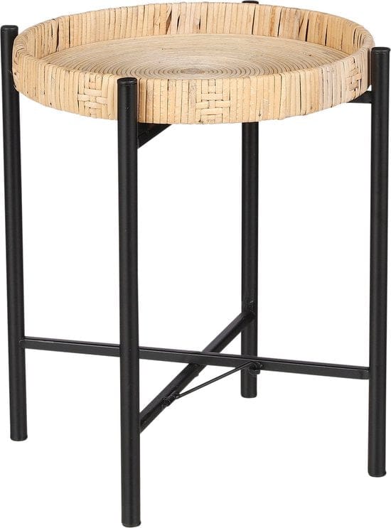 Mica Decorations Kaj Bijzettafel - H40 x Ø30 cm - Rotan - Bruin