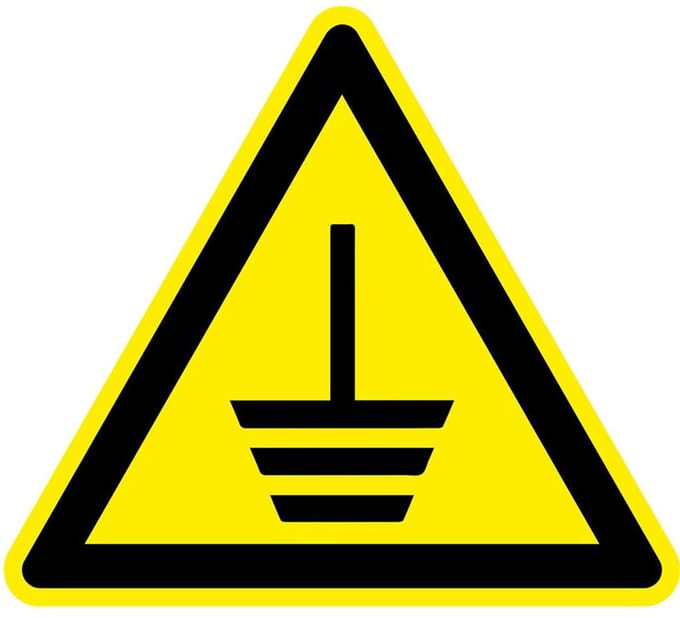 Waarschuwingsbord aarding - kunststof 150 mm