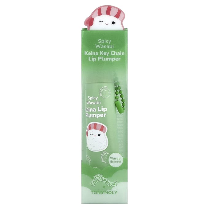 TonyMoly, Originele Squishmlows™, Keina Sleutelhanger Lip Plumper, Pittige Wasabi, 11g beige