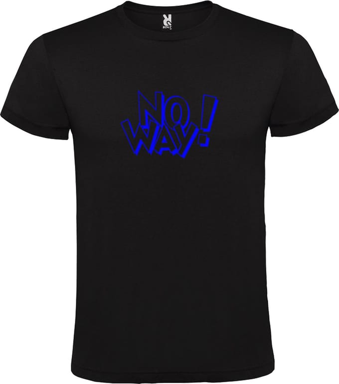 Zwart T-shirt ‘No Way!’ Blauw Maat L