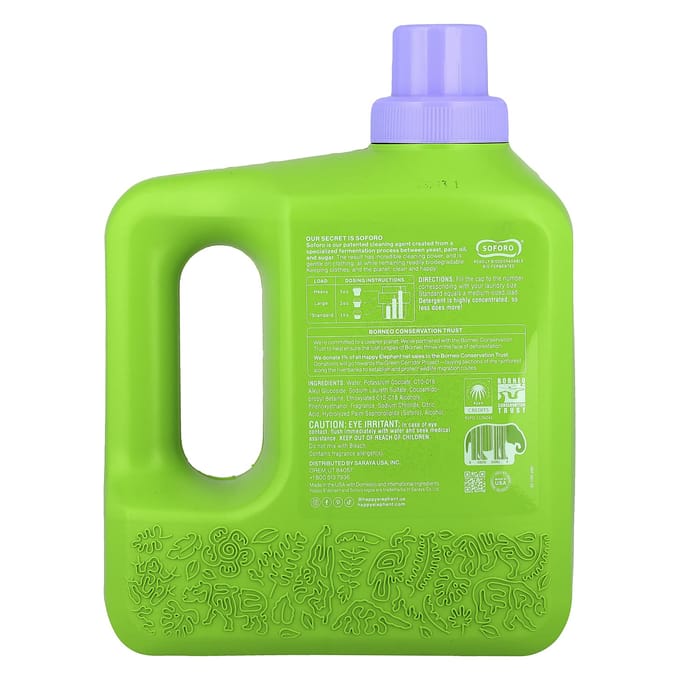 Happy Elephant Wasmiddel, Witte Thee & Vijg, 1,89 l (64 vloeibare ounces) green