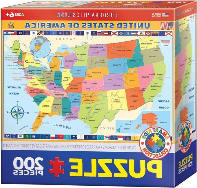 Kinderen Puzzel - Educatieve Puzzel - Kaart Leren - Gemaakt in VS - 200 Stukjes
