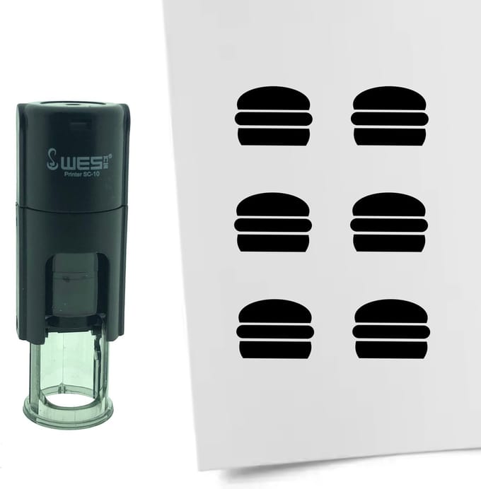 CombiCraft Stempel Hamburger 10mm rond - zwarte inkt