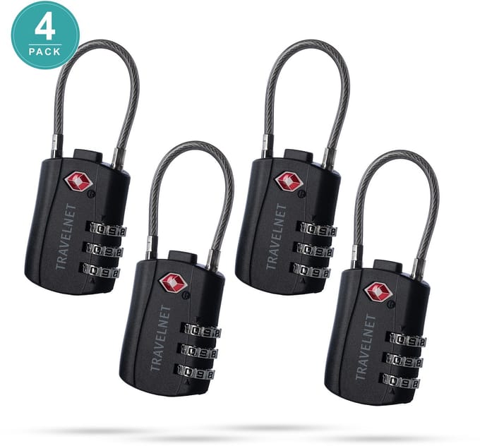 Travelnet TSA Reisslot met Cijfercode Set van 4