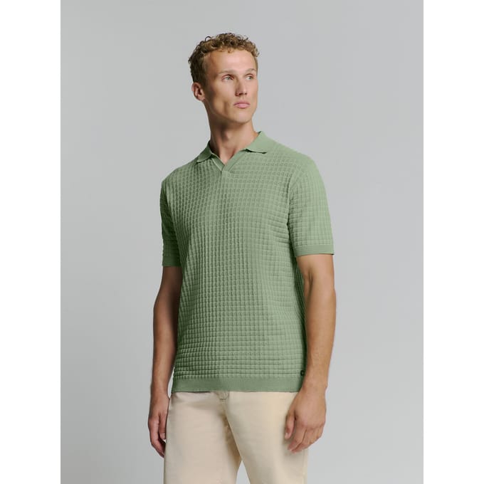No Excess Pullover Short Sleeve Polo V Solid Jacquard Green  2XL