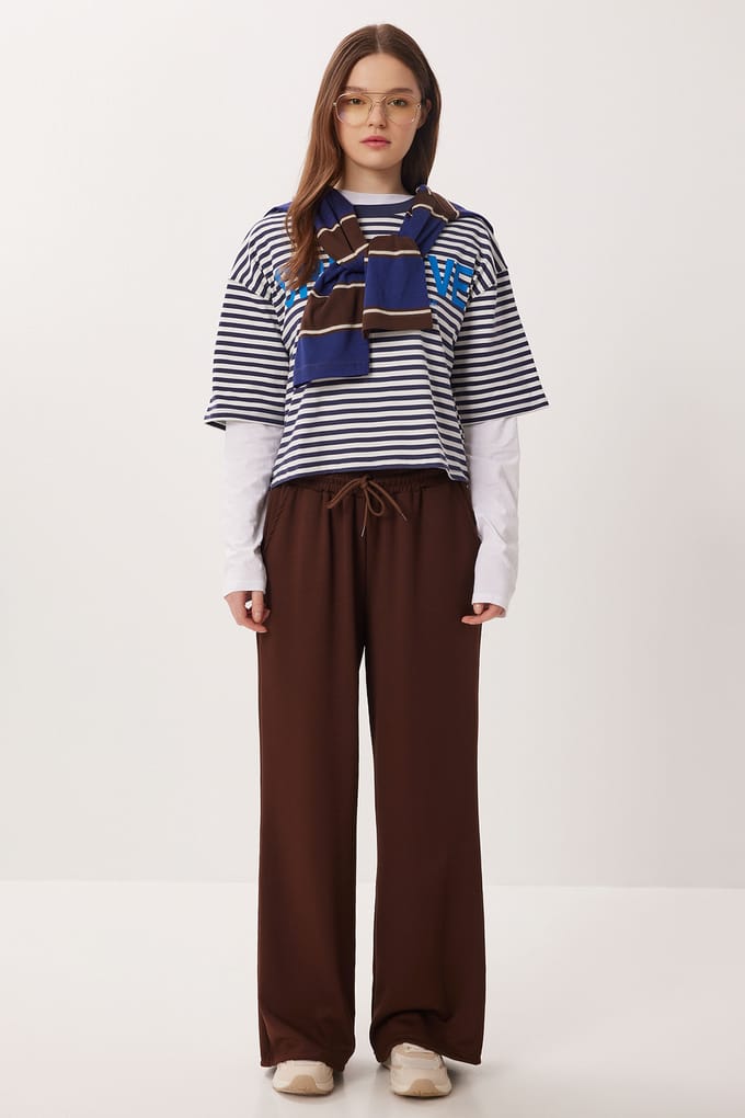 Wijde broek met trekkoord in de taille