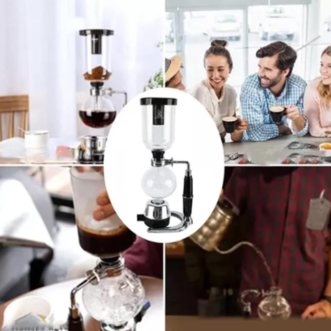 Handgezet Koffiezetapparaat Sifon Type Roestvrijstalen Basis Klassiek Koffiezetapparaat voor Thuis Kantoor white